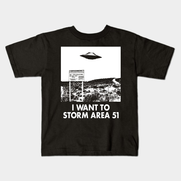 Storm Area 51 Retro Vintage Meme For Alien Sci-fi Fans Kids T-Shirt by BoggsNicolas